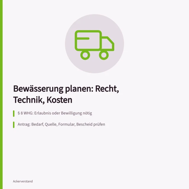 Karte zur Bewässerungsplanung: Wasserrecht, Antragsschritte und Mengenberechnung. Bewässerung Planung: Recht, Technik und Kosten für Landwirte