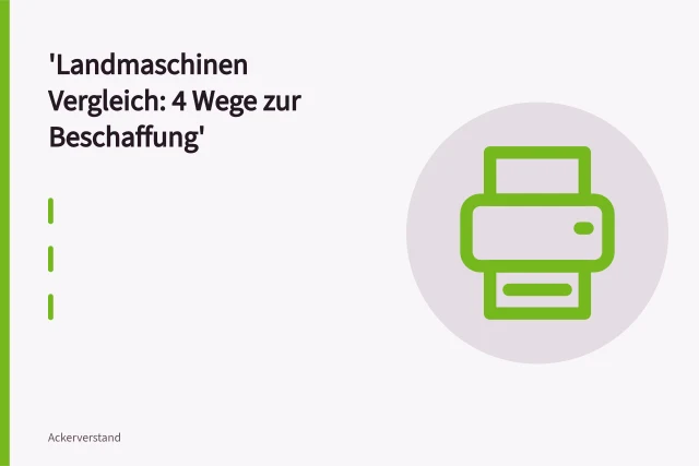 Traktor mit Anbaugerät bei der Feldarbeit auf dem Acker. Landmaschinen Vergleich: 4 Wege zur Beschaffung