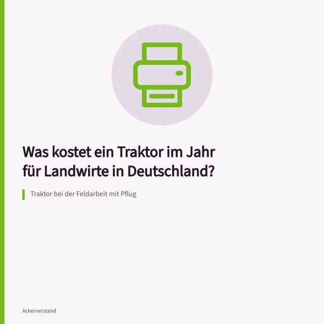 Traktor bei der Feldarbeit mit Pflug. Was kostet ein Traktor im Jahr für Landwirte in Deutschland?