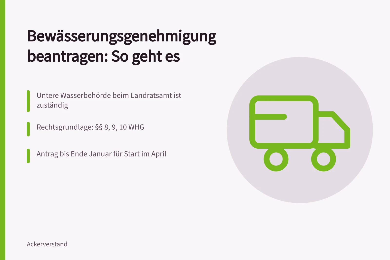 Antrag auf wasserrechtliche Erlaubnis für Feldbewässerung bei der Wasserbehörde